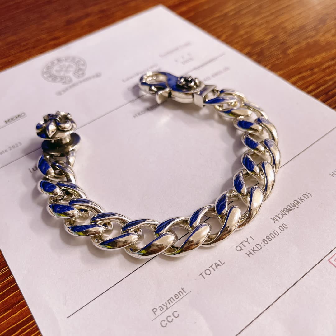 Chrome Hearts Silver Blue Enamel Bracelet